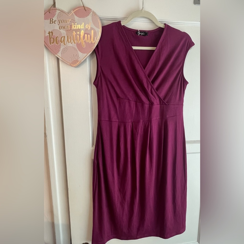 Cap sleeves Women's Midi V-Neck Dress Large NWT
